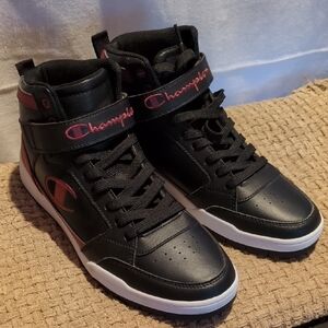 Champion Black and Red High-Top Sneakers